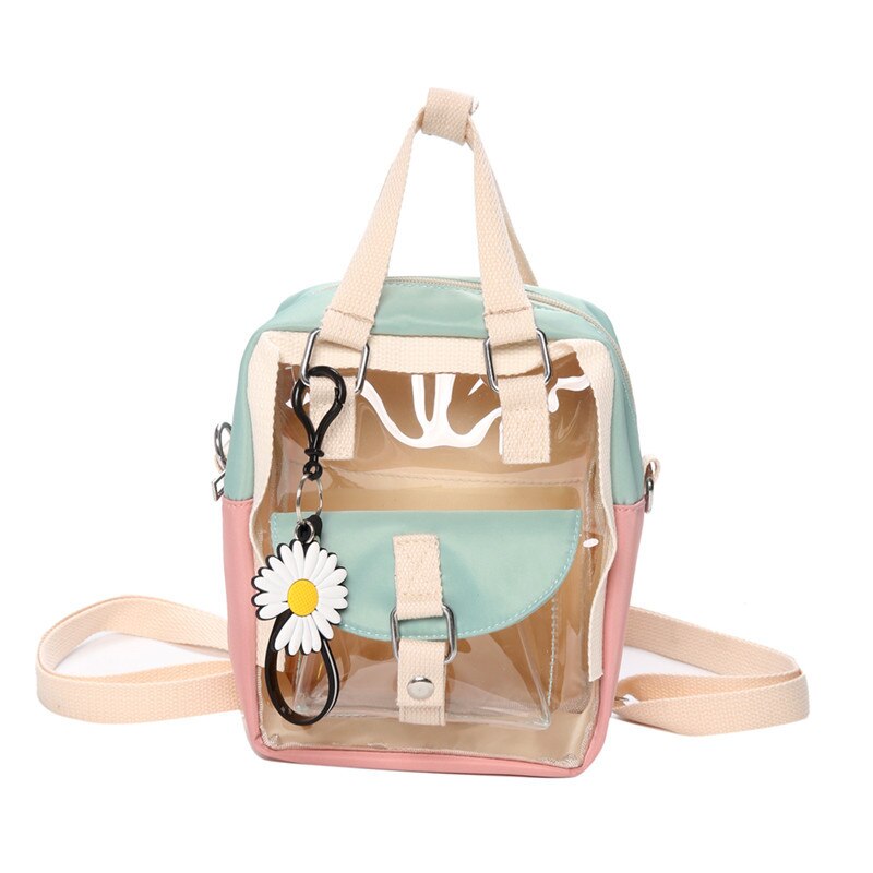 Damestas lente en zomer donut kleine schoudertas pvc transparante jelly bag multifunctionele schoudertas: Roze met groen