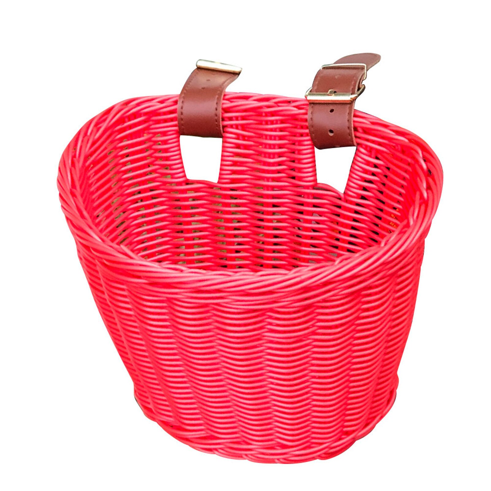 Kids Front Handle Bicycle Basket Artificial Woven Bicycle Basket Wicker Blue Suitable For Boys And Girls Bicycles Wicker Baskets: Red