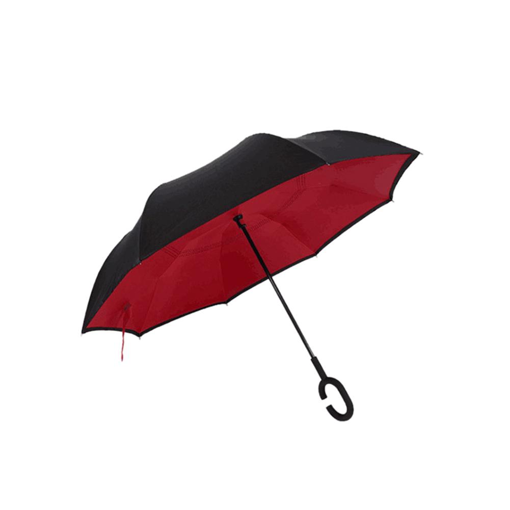 Windproof Reverse Folding Double Layer Inverted Chuva Umbrella Self Stand Rain Protection C-Hook Hands For Car: L