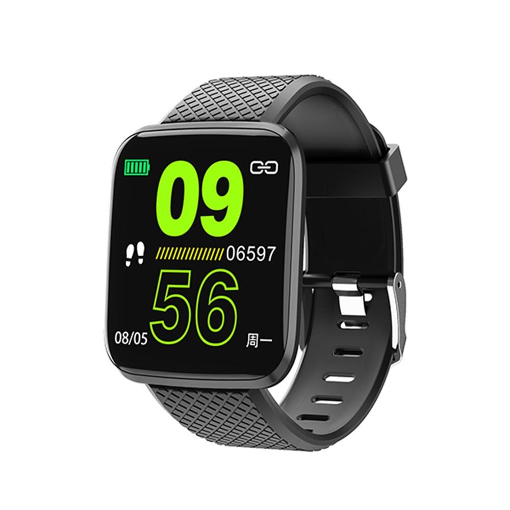 D13 Sport LCD Smart Uhr Wasserdichte Fitness Tracker Blutdruck Smartwatch Herz Rate Monitor Männer Uhr Band Für Android IOS: Black