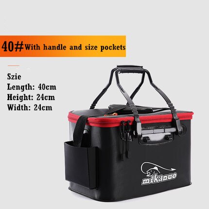 Shoulder Multifunction Fishing Bag Portable Fold Live Fish Storage Box With Oxygen Pump Bucket Tackle Outdoor Fishing Equipment: 23L Black