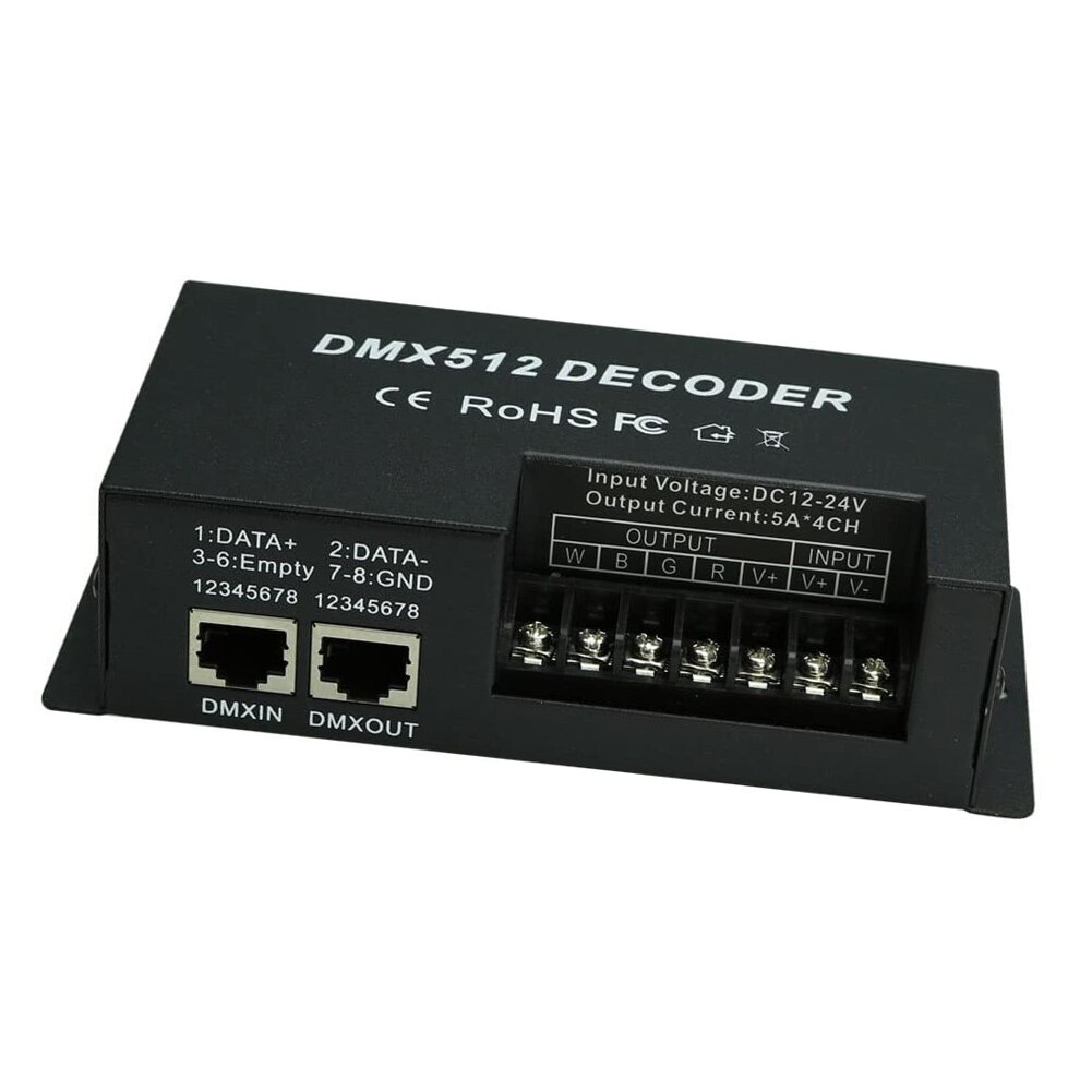 DMX Decoder Controller RGB RGBW LED Strip Light Driver Dimmer Module DMX512 DC12V-24V 3/ 4 Channel with Display: Green