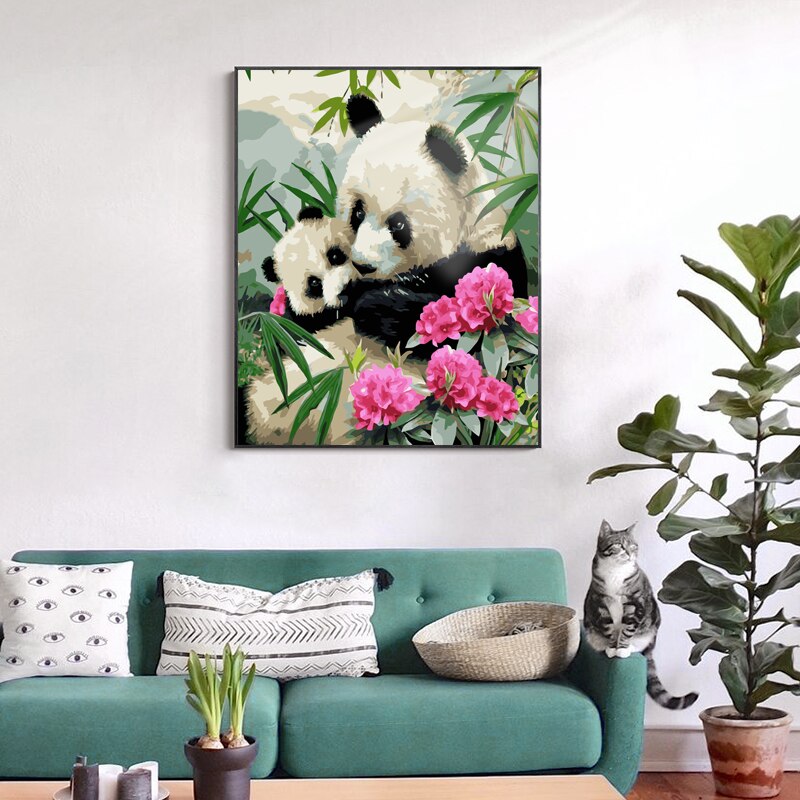 Måla efter siffror rådjur panda hund färglägga med siffror 3 stjärnor 24 färger bild för siffror: Va -0907 24 färger / 40 x 50cm diy ram