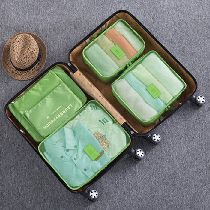 Mara's Dream 6pcs Polyester Packing Cube Women Travel Bag Waterproof Luggage Clothes Tidy Pouch Organizer Large Capacity Durable: A