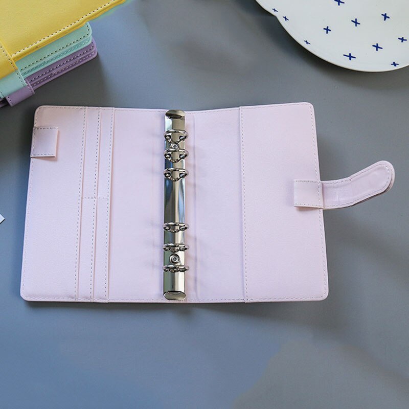 A5 Notebook Loose Leaf Ring Binder Leather Notebooks Macaron Color Agenda Planner Diary Stationery Office Supplies DU55