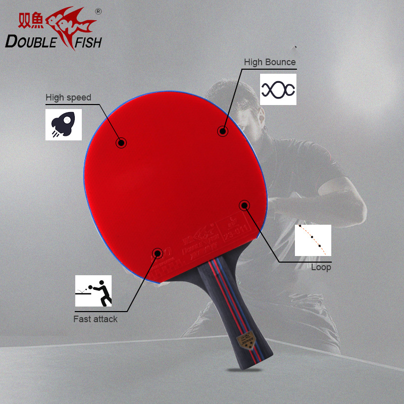 2 pièces Double poisson 7 couches raquette de Tennis de Table en bois pur raquette de ping-pong palettes en boucle d'attaque rapide poids léger 158g