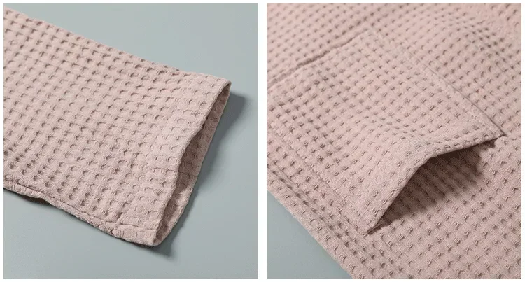 Baumwoll-Frottee-Bademantel für Frühling und Sommer, dünner Morgenmantel, langärmeliger Waffel-Bademantel, Hotel-Schönheits-Badetuch für Paare