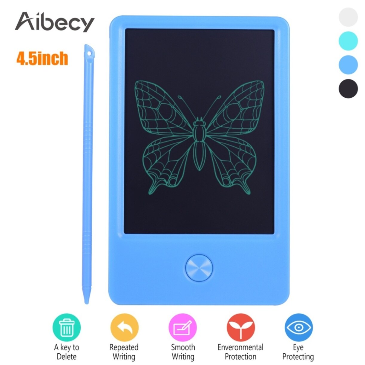 Aibecy Mini Pocket 4.5 Inch LCD Writing Tablet Electronic Graphics Drawing Board Handwriting Pad with Stylus Pen Erase Button: Blue