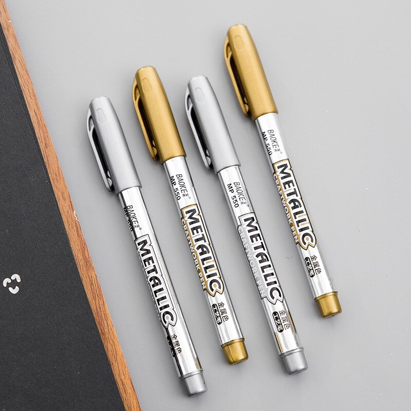 1 stück Gold Silber Schnelle Trockene Wasserdichte dauerhaft Öl Marker Stifte Reifen CD Stoff Zeichnung Gruß Karte Unterschrift Kalligraphie Stift