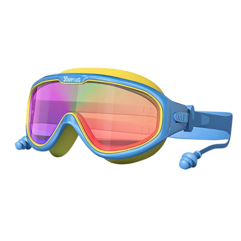 Children's Swimming Goggles Big Frame Boys And Girls Earplugs Set Waterproof And Anti-Fog Swimming Goggles: BHL