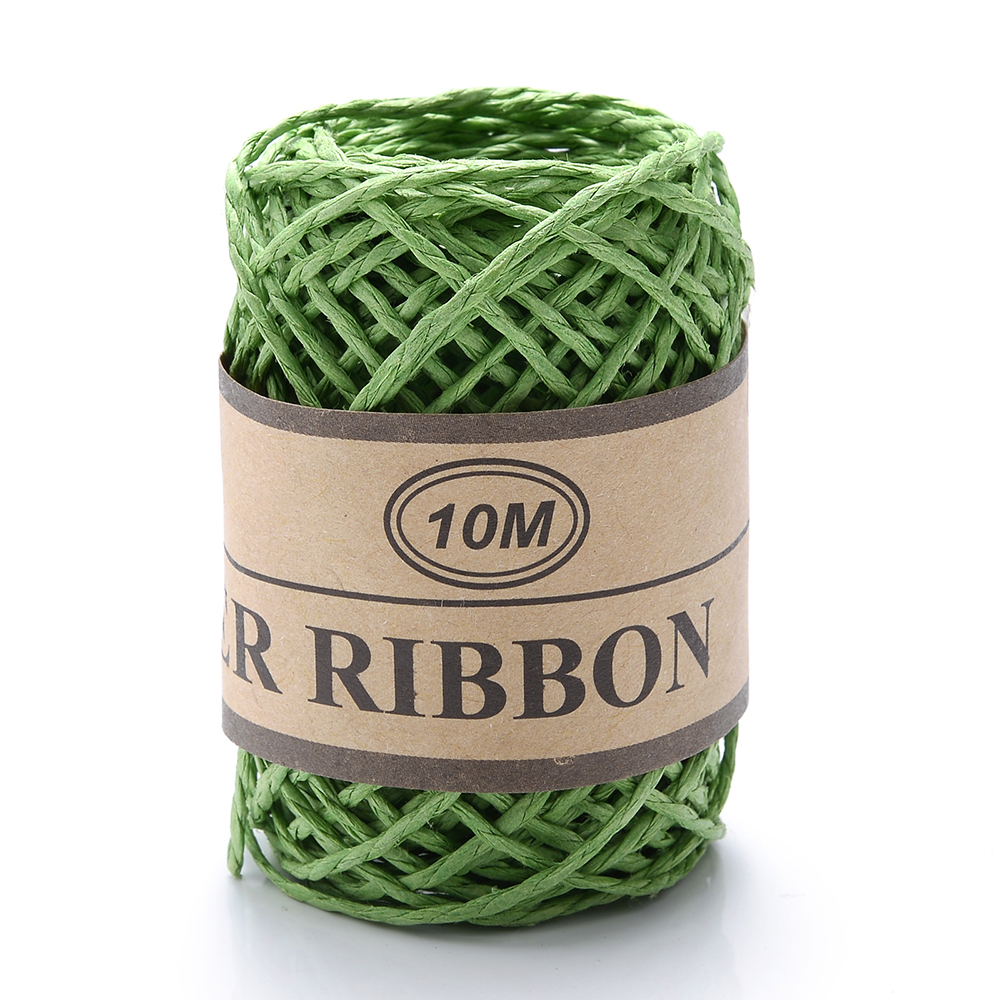 10 meter/rulle raffia papirreb blomsteremballage materiale gør-det-selv håndværk maleri fest bryllup dekoration tilbehør: Grøn