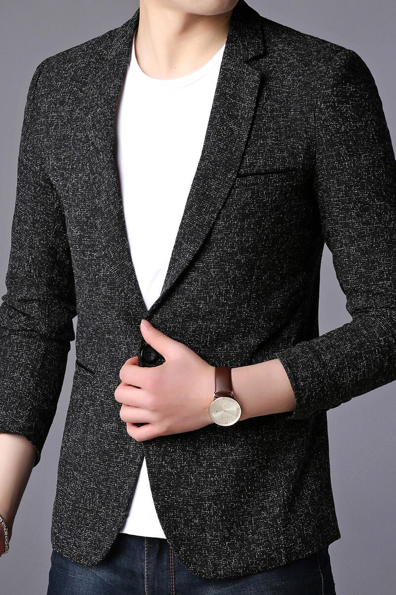 Mærke blazer jakke mænd enkelt knap slim fit jakkesæt koreansk sort kjole jakke fest afslappet herre tøj