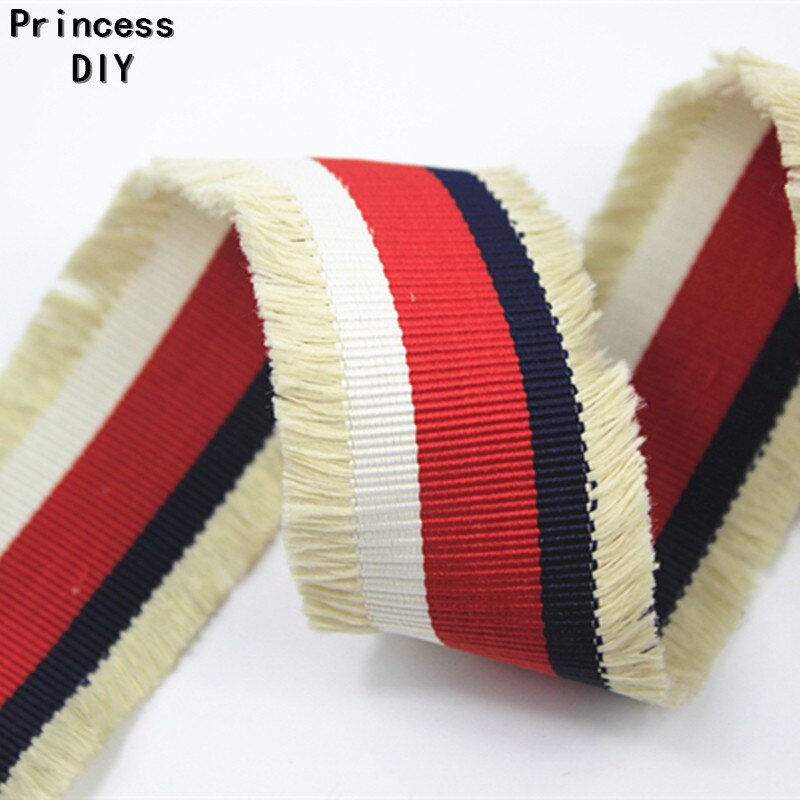 5 m/L 45mm Grosgrain Polyester Beige Streep Singels Blauw Rood Lint Tas Versierd Tape Trim DIY Hairbow broche Kledingstuk Accessoire
