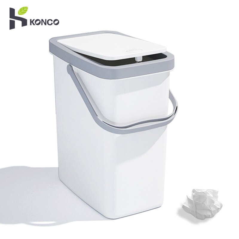 Konco Trash Can with Lid,Waste Bin with Swing-top Lid,Plastic Swing Lid Trash Bin for Bathroom Kitchen and Office