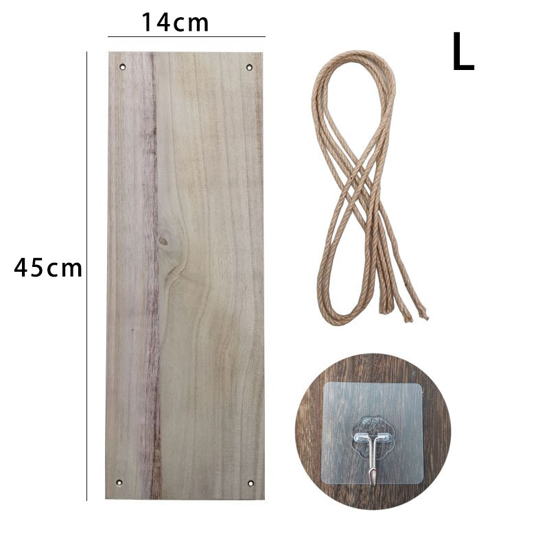 Wooden Wall Hanging Flower Pot Stand Wood Swing Hanging Rope Wall Mounted Plant Floating Shelves Home Garden Storage Rack: white L