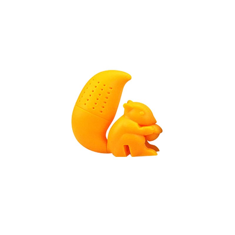 Cute Squirrel Shape Silicone Tea Bag Holder Tea Strainer Balls Hanging Tool Colorful Recognizer Bar Accessories: orange