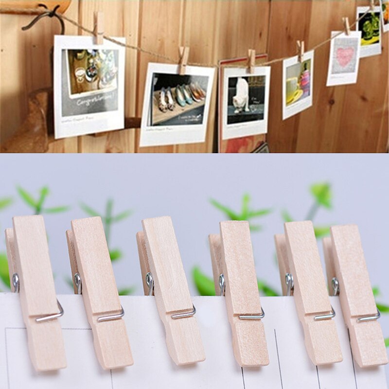 50 stuks zeer kleine mijnmaat 25mm mini natuurlijke houten clips voor fotoklemmen wasknijpers knutseldecoratieklemmen knijpers
