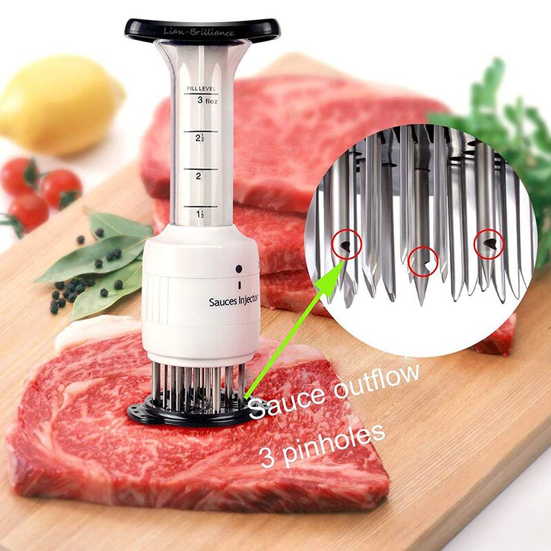2 In 1 Meat Tenderizer Marinade Injector BBQ Meat Steak Beef Sauce Tenderizer with Needle Cooking Tools