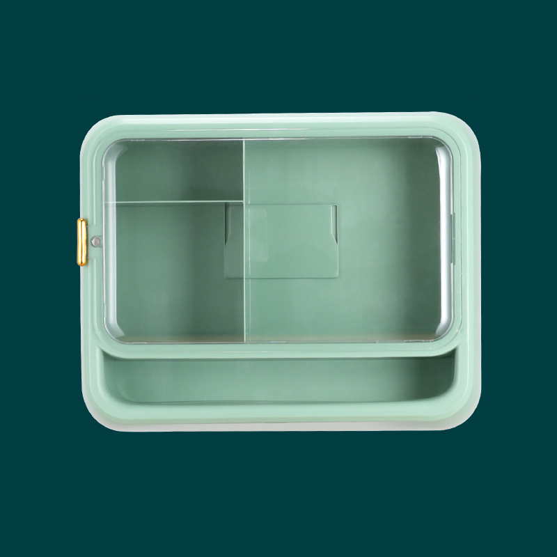 Boîte de rangement murale pour cosmétiques, organisateur de maquillage, résistant à l'eau et à la poussière, support de rangement pour rouges à lèvres, bijoux, poinçon gratuit: Square green