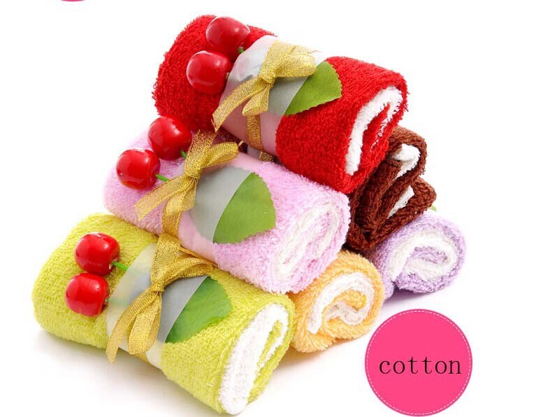 (5 sets/partij), Huwelijkscadeau Taart Handdoek, Novelty Huwelijkscadeau, Zwitserse Roll Handdoek: Cotton