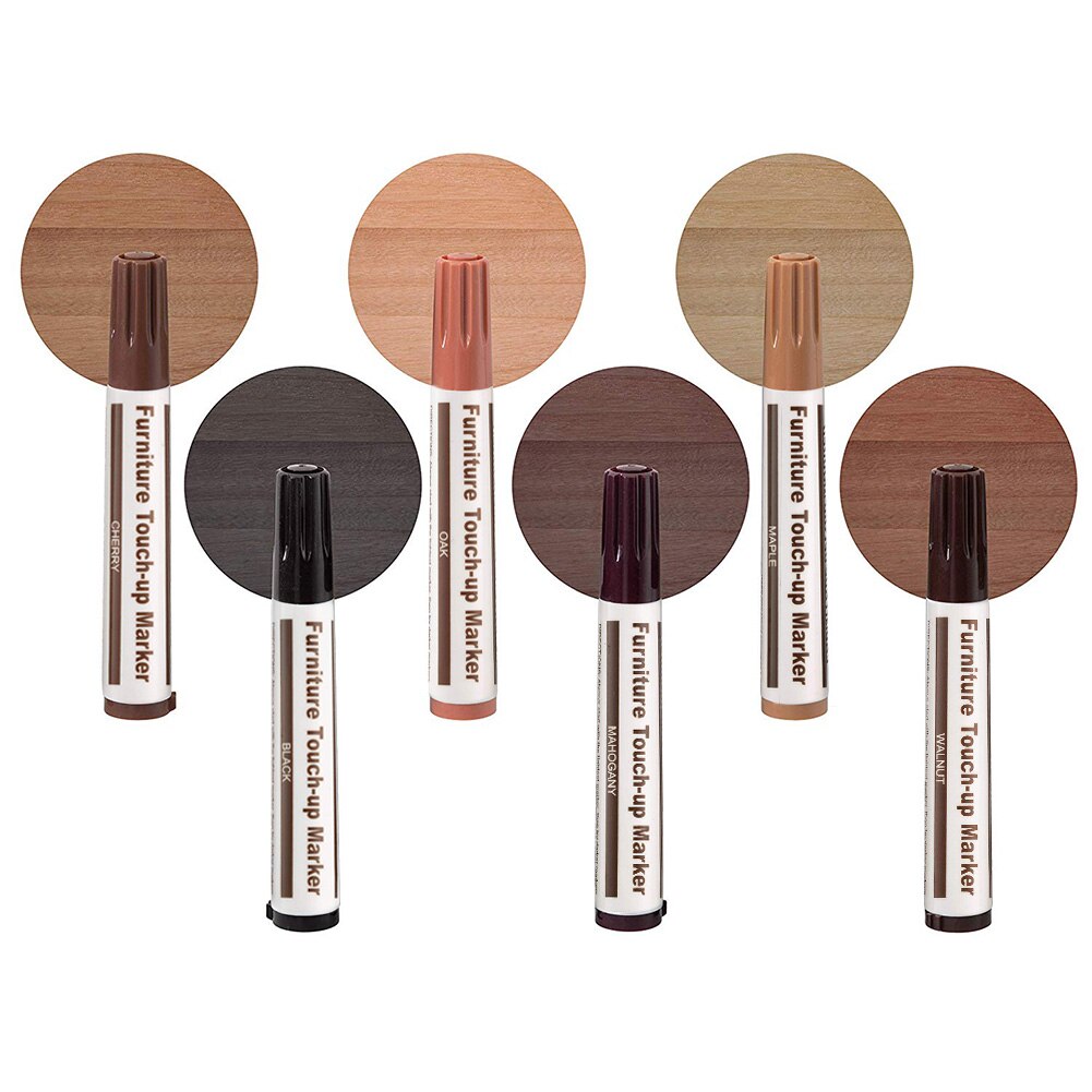 6Pcs Furniture Touch Up Pen Kit Markers Wood Grain Scratches Restore Scratch Patch Paint Pen Wood Composite Repair
