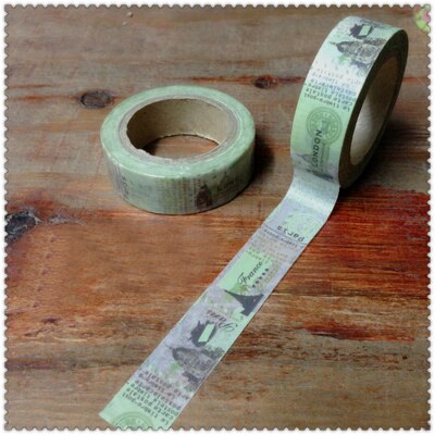 Mooie 15mm * 10 m washi papier tape/Tinge groene Frankrijk amoureuze gevoelens view masking japan washi tape
