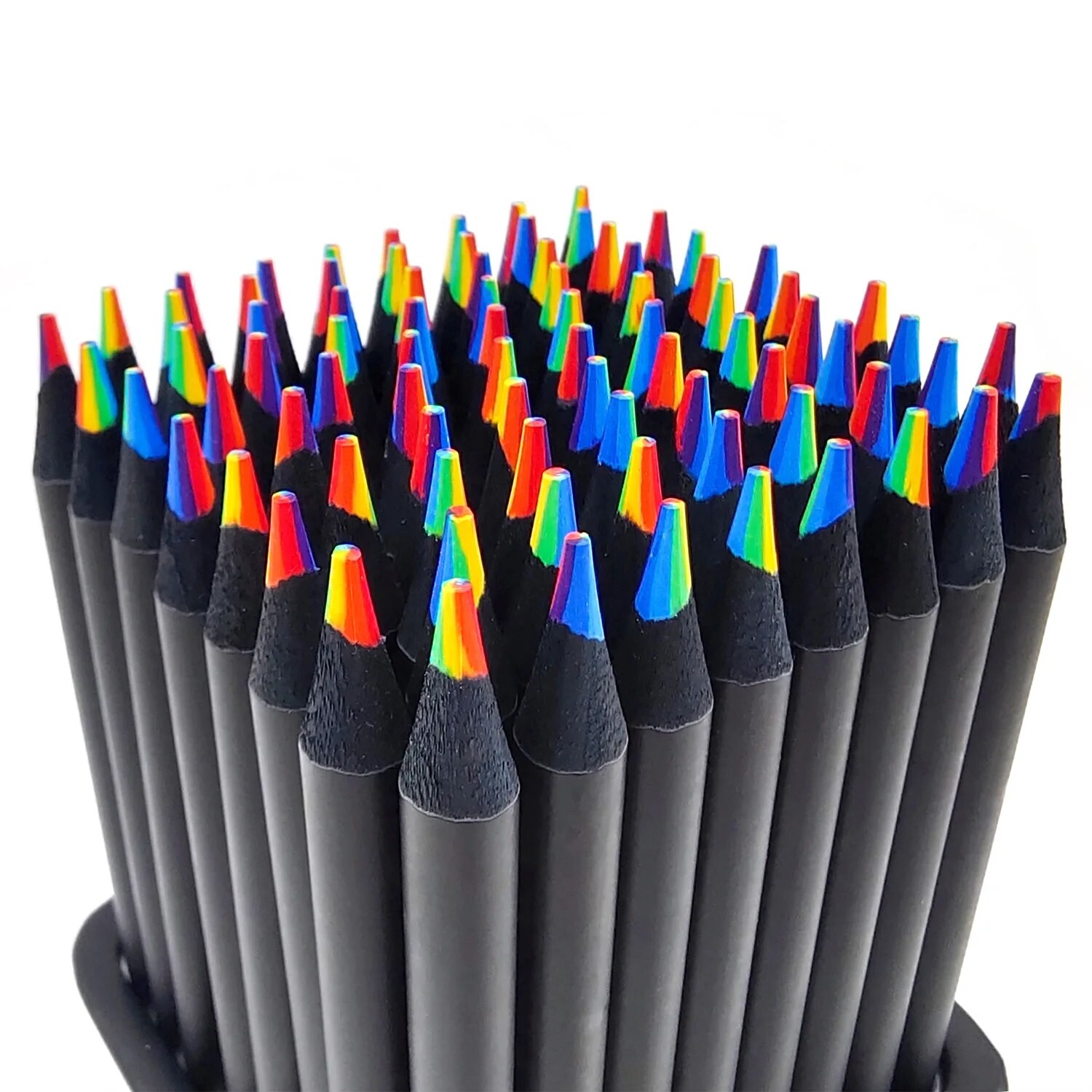 10 lápices de colores de madera negra, lápiz de dibujo arcoíris 7 en 1. para dibujar, garabatear, colorear, pintar