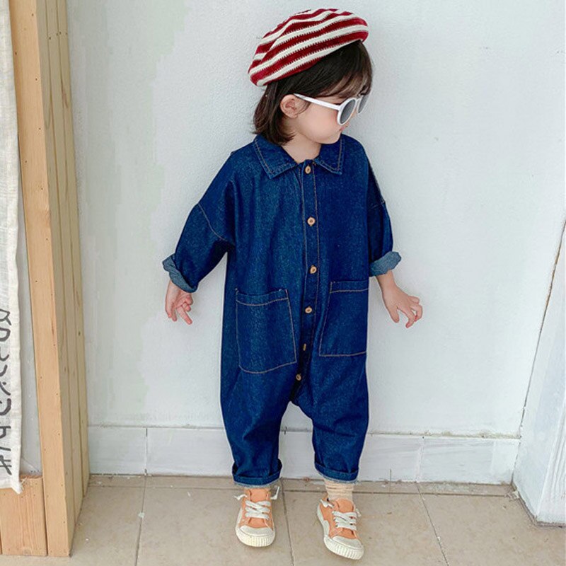 Humor Beer Kinderkleding Jumpsuit Herfst Pocket Jongens Meisjes Casual Brief Tooling Denim Kids Kleding Peuter Jongens Meisjes: blue / 12M
