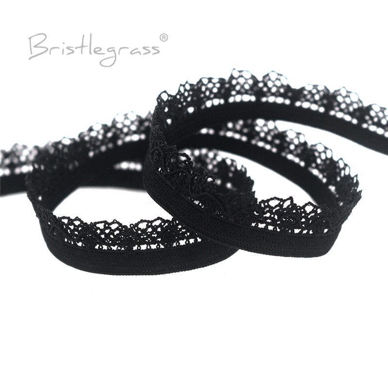 BRISTLEGRASS 2 5 10 Yard 3/8 "10mm Picot pętli Frilly koronki wykończenia gumki dekoracyjne elastan zespoły pałąk bielizna sztuka szycia: XS / SZARY