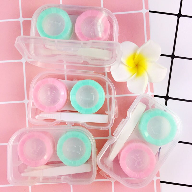 3 pièces Couleur Étui Pour Lentilles De Contact étui À Lunettes Voyage unisexe soins oculaires kit conteneur boîte à lentilles Offre Spéciale