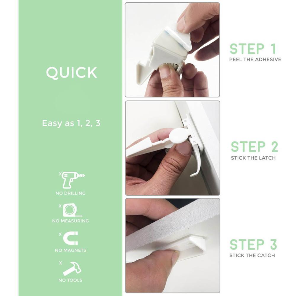 Cabinet Lock Protection Of Children Safety Adjustable Plastic Door Drawer Lock protection For Invisible Kids Security White #15F