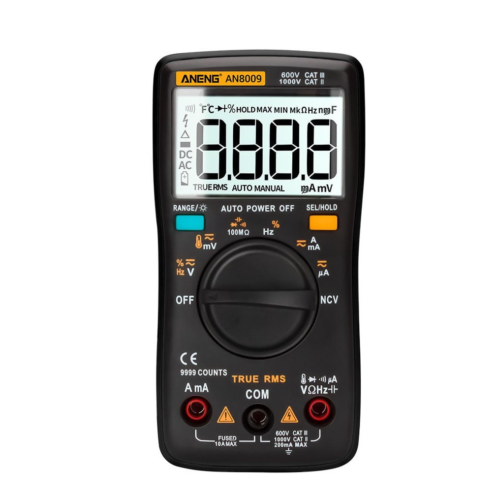 ANENG AN8009 Digital Multimeter 9999 Count True-RMS Auto Range NCV Ohmmeter AC/DC Voltage Ammeter Current Meter Temperature