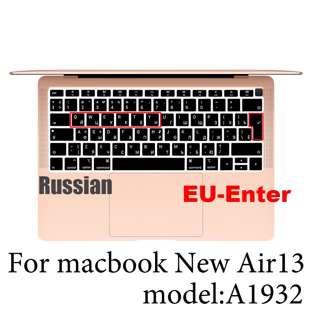 Russische Siliconen Toetsenbord Cover Beschermer Voor Macbook Air13/12 /15/16pro Touchbar A1706/A1466A1708/A1990/A1398/A2289/A1932/A2141: EU New Air13 A1932