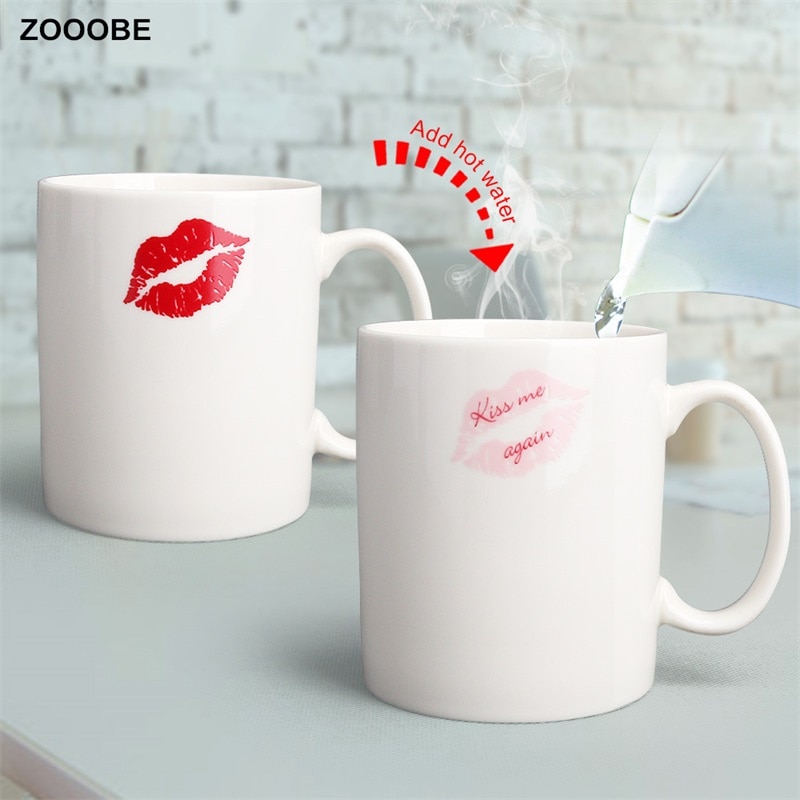 ZOOOBE Creatieve Kleur Veranderende Mok Kus me weer Warmtegevoelige Keramische Drinkware Voor Thee Melk Koffie Mokken Cup