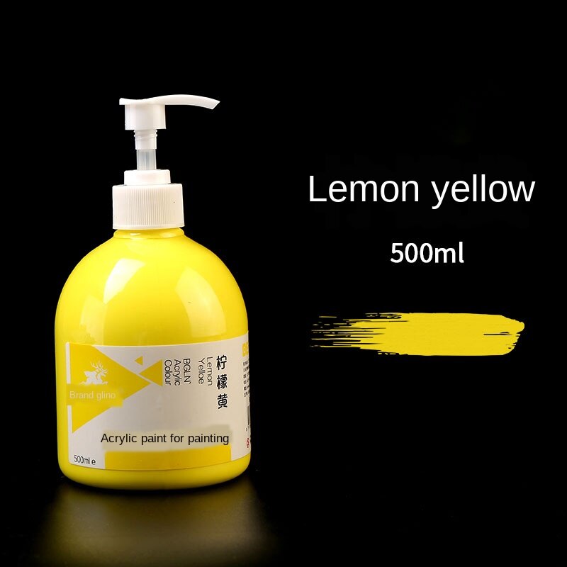 300ml/500ml guld sølv akryl maling vandtæt akvarel maling til statuer farvning diy håndmalet graffiti metallic maling: Citrongul 500ml