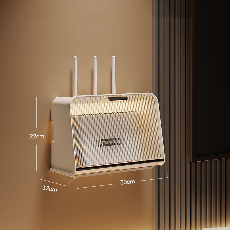 Router Storage Box Shelf Wall Mounted Wifi Organizer Box Punch-Free Socket Box Set-Top Box Organizer Box Living Room Storage