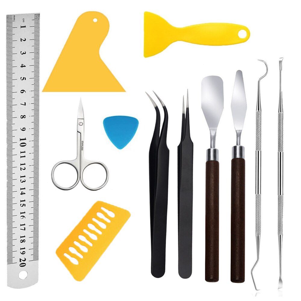 11 Stks/set Diy Gedroogde Bloem Gereedschap Multifunctionele Vinyl Sticker Reliëf Tool Kit Voor Wieden Vinyl Silhouetten Halfedelsteen Belettering