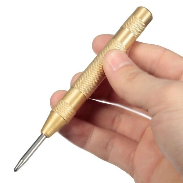 Gold/Black 5'' Automatic Center Pin Punch Spring Loaded Marking Starting Hole Tool: Gold