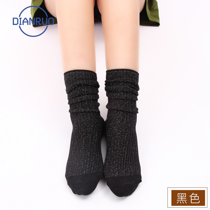 Dianruo harajuku sjove sokker kvinder bomuld chaussettes kvindelige faste sokker damer ensfarvet retro sen stablet sokker  n370