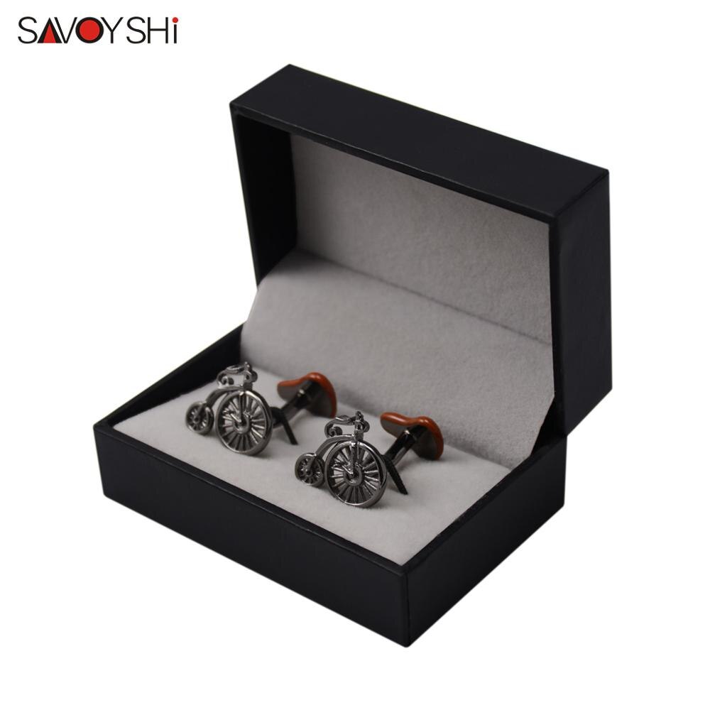 SAVOYSHI Bicycle Cufflinks for Mens Shirt Cuff buttons Novelty Brown Enamel Cuff links Brand Jewelry: Cufflinks with Box