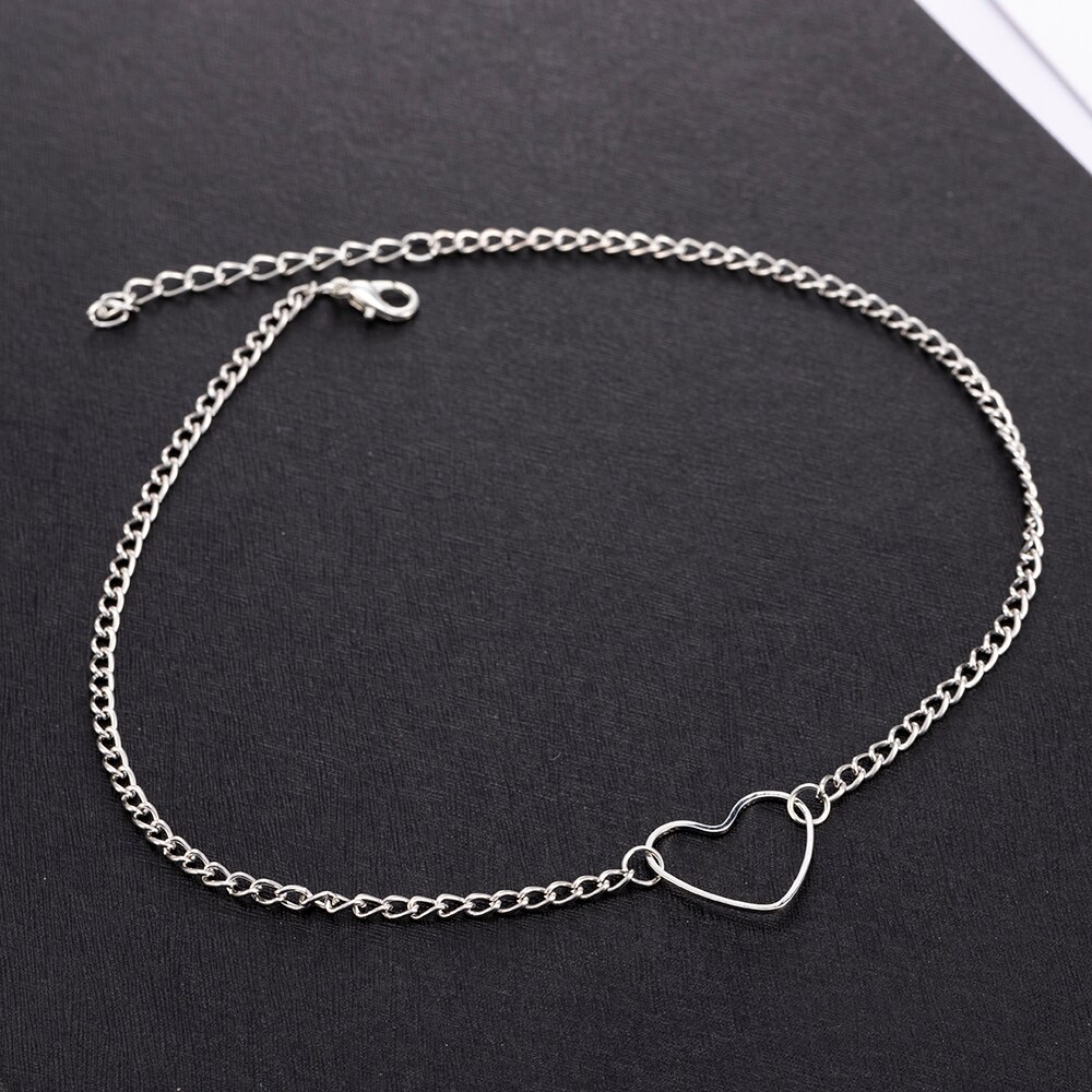 Women Lady Key Heart Star Pendant Beach Chocker Chain Necklace Simple Choker Party Dress Necklaces Jewelry: AH496