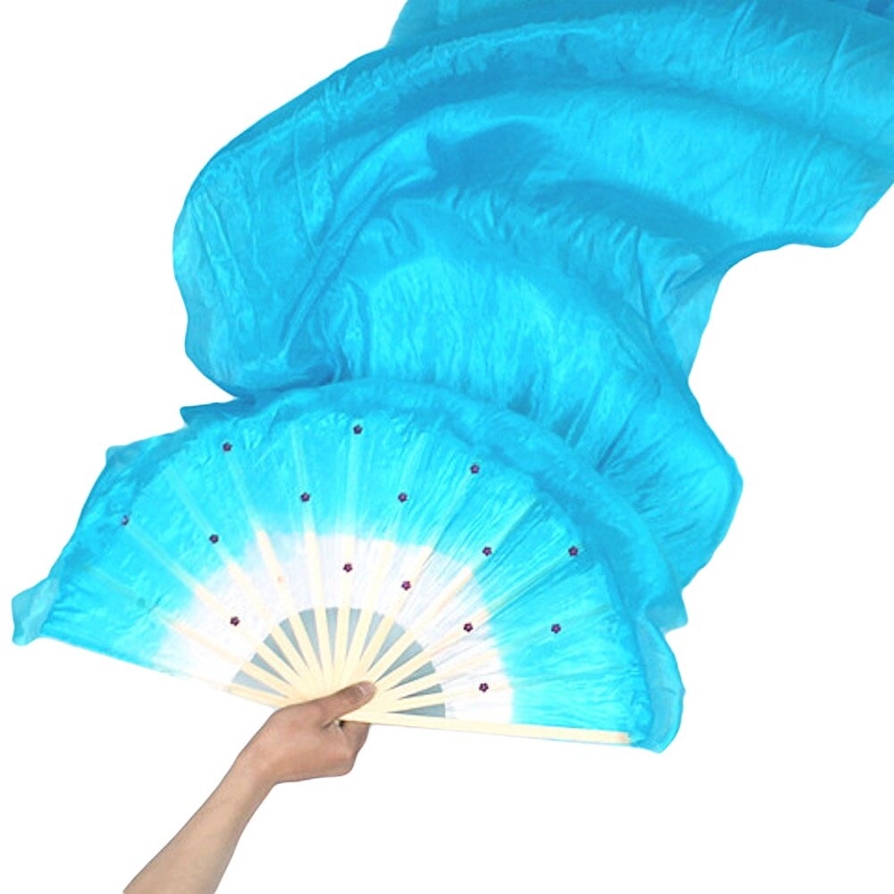 1.5m style chinois ventilateur bambou Imitation soie danse Kung Fu Tai Chi Fans scène Performance accessoires: Bleu