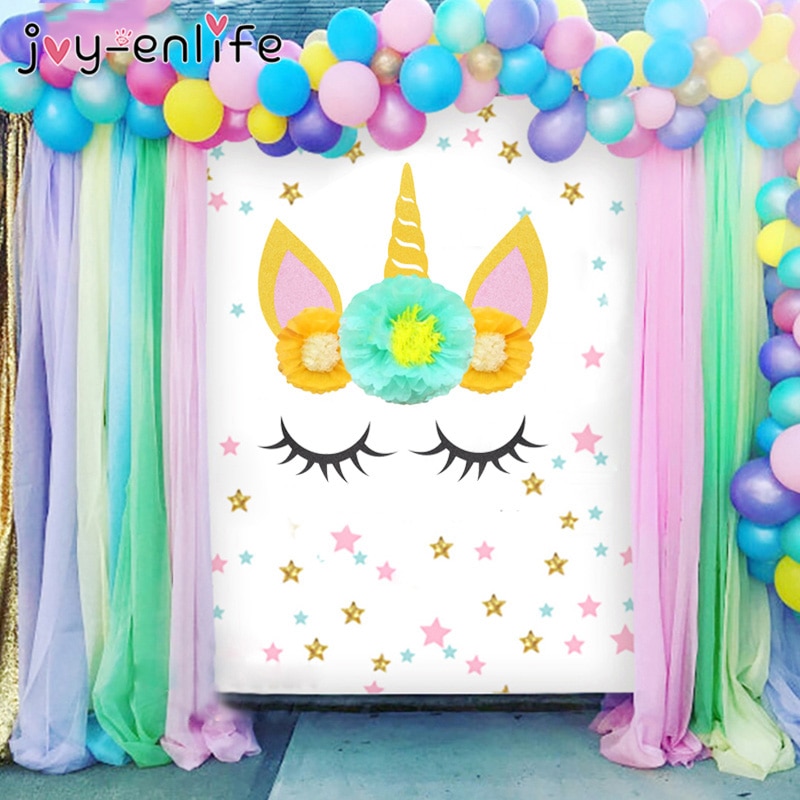 Pompon en papier licorne en forme de fleur | Oreilles licorne en corne, bricolage de décoration d'arrière-plan pour fête mariage, décoration de chambre d'anniversaire d'enfants