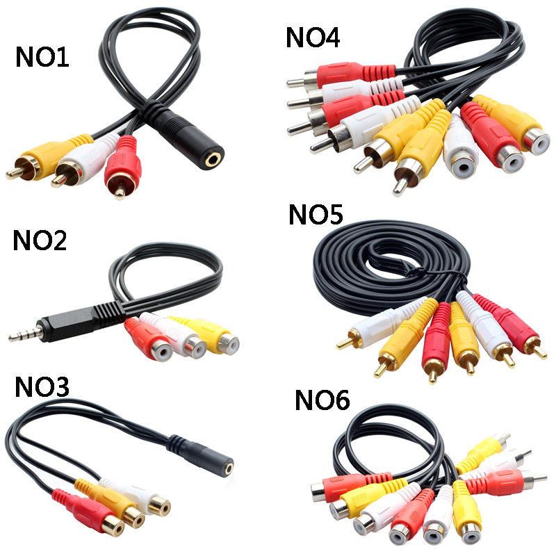 Cable de salida de Audio y vídeo, accesorio de 3,5mm a RCA, AV, AUX, 3RCA, Jack a, 6RCA, divisor, AV, TV, DVD, adaptador