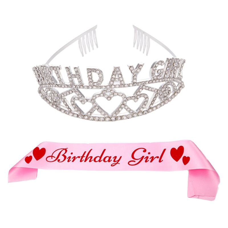 Schärpe & Diadem Set Zum 12. Geburtstag – Rotgold, Strass-Diadem Mit Kamm, Für Mädchen