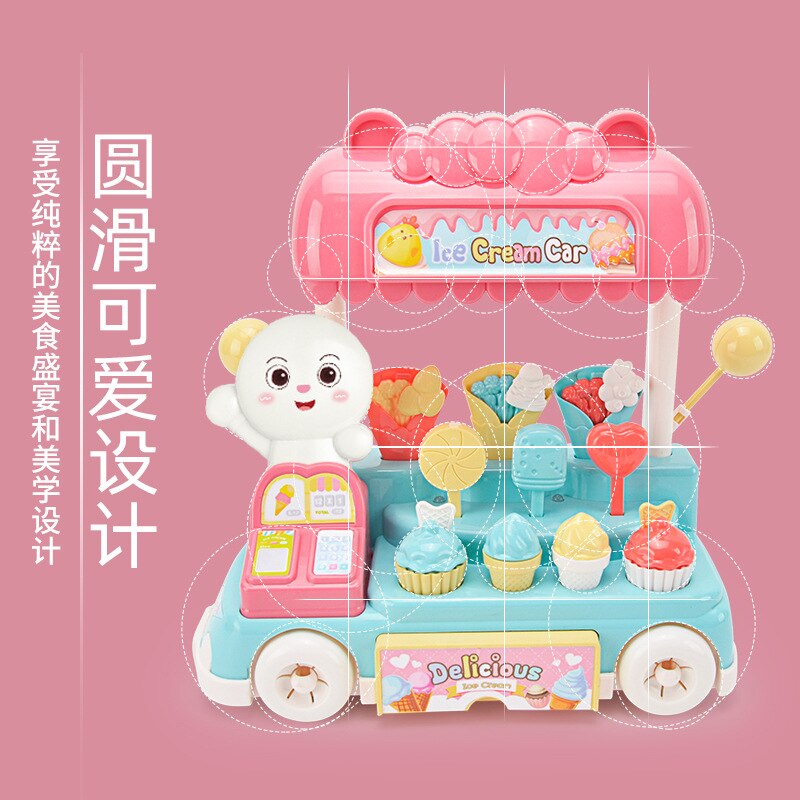 Dziecko Zhe zabaw dla dzieci zabawki domowe elektryczny kreskówka dźwięk i światło lód krem lód ciężarówka-lodziarnia dziewczyny grać zabawki domowe