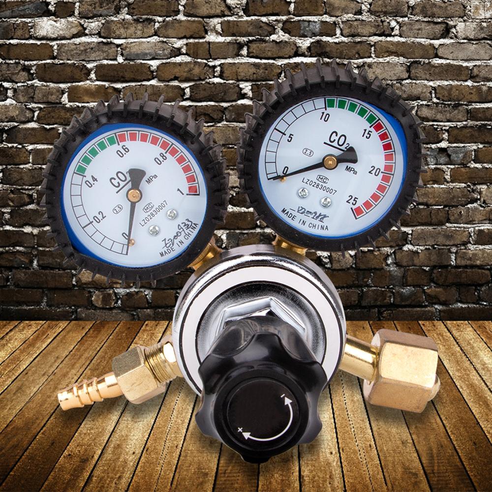 Co2 gasflaske trykregulator zinklegering materiale kuldioxid svejsning trykreduktionsværktøj med dobbelt manometer