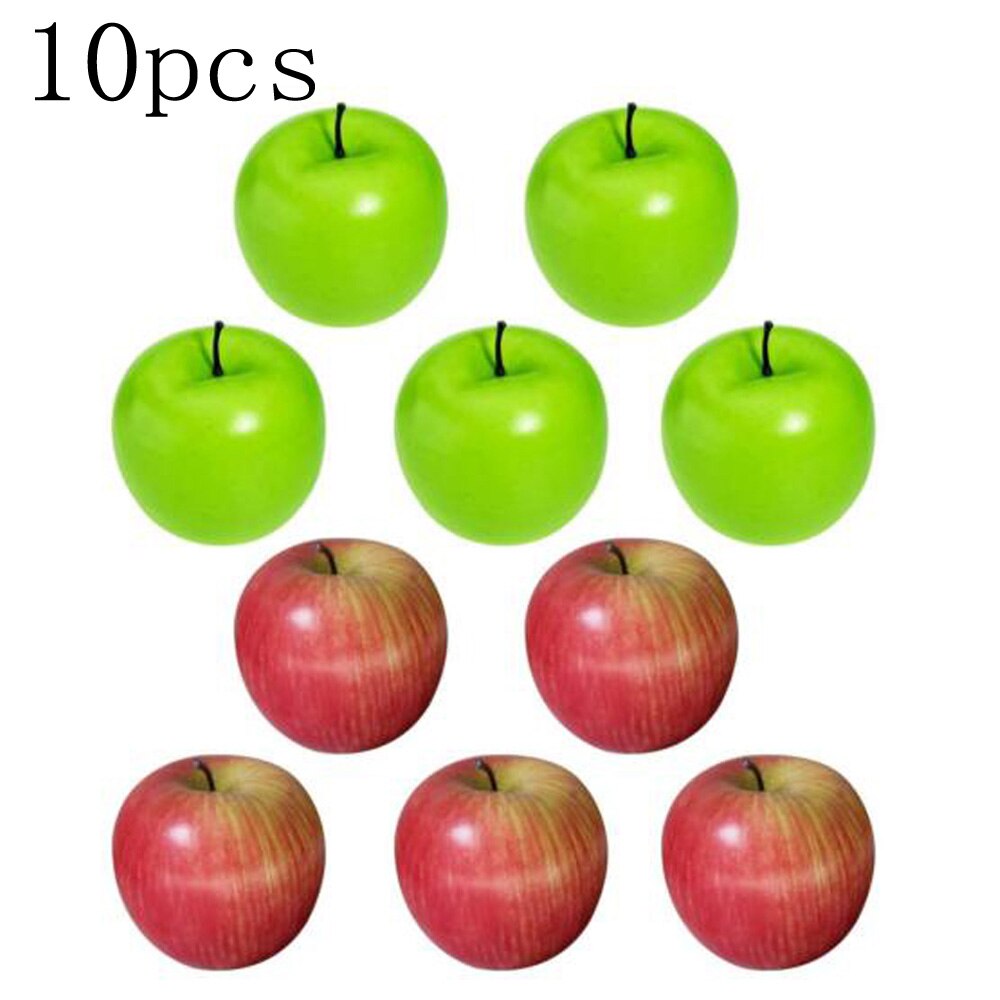 Kök konstgjorda äpplen dekoration prydnad prydnad 10 st frukter hem: 5 xred 5 xgreen