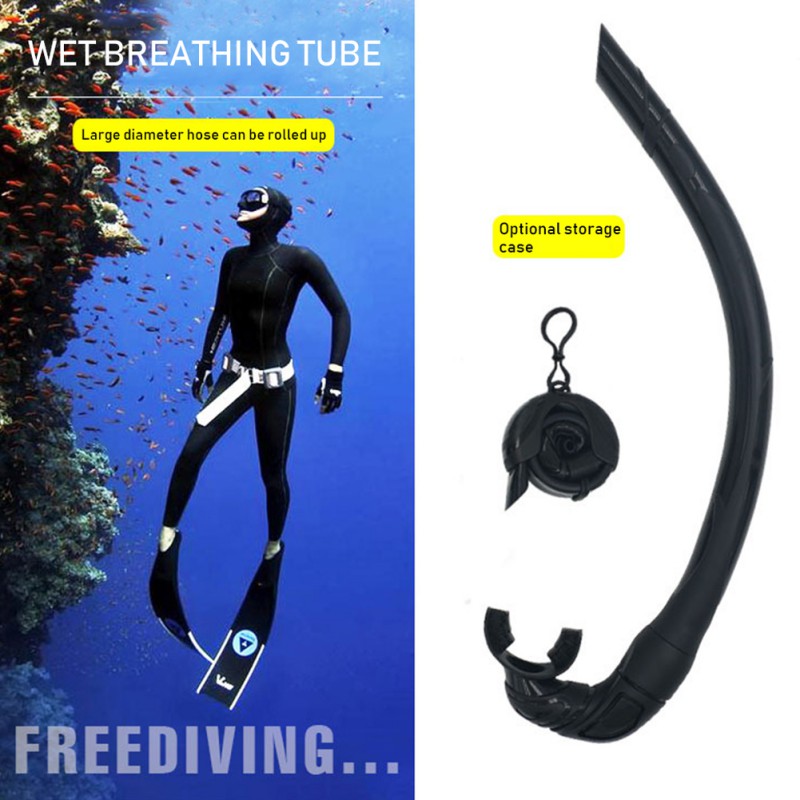 Freediving Snorkel Flexibele Roll Up Snorkel Met Compacte Opslag Case Voor Duiken Onderwatervissers En Snorkelen