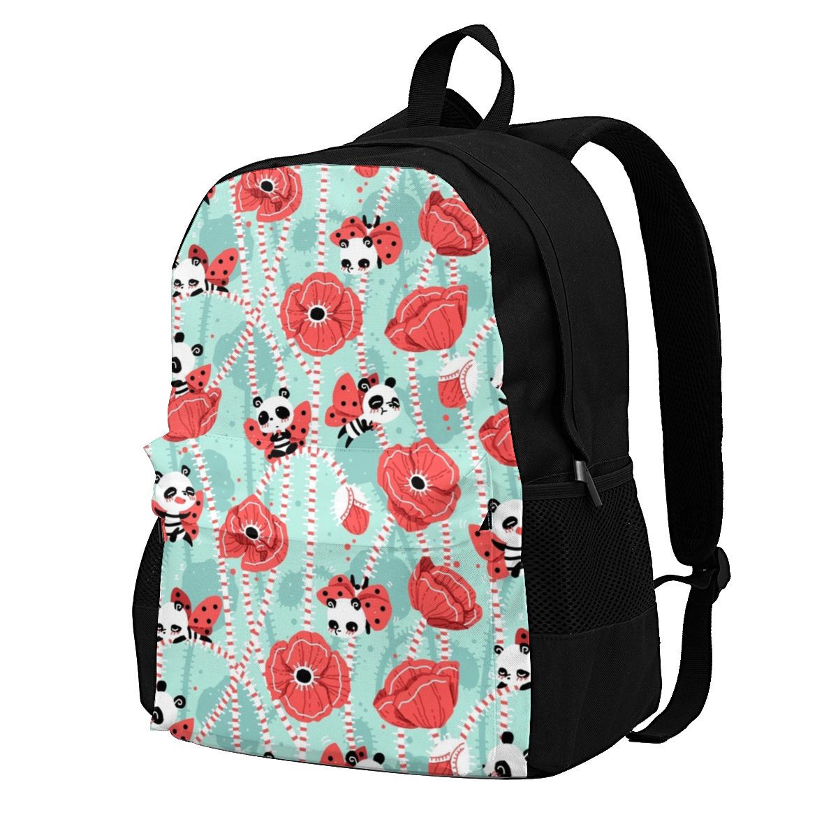 Rucksäcke mit wütendem panda-motiv, pandamonium university-rucksack für teenager, schöne polyestertaschen: 4